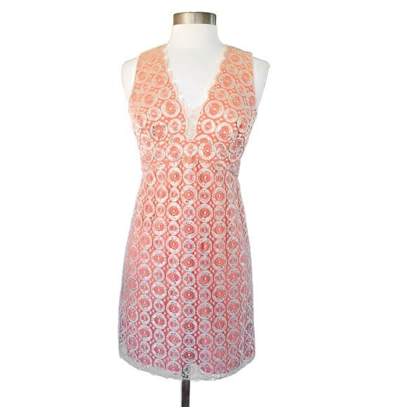 Ali Ro Eyes on You Orange Silver Metallic Lace Party Dress Size 4 Cocktail - Picture 2 of 9